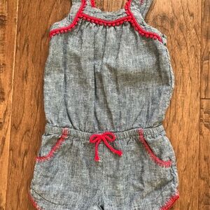 Cat & Jack Denim Romper with Red Accents